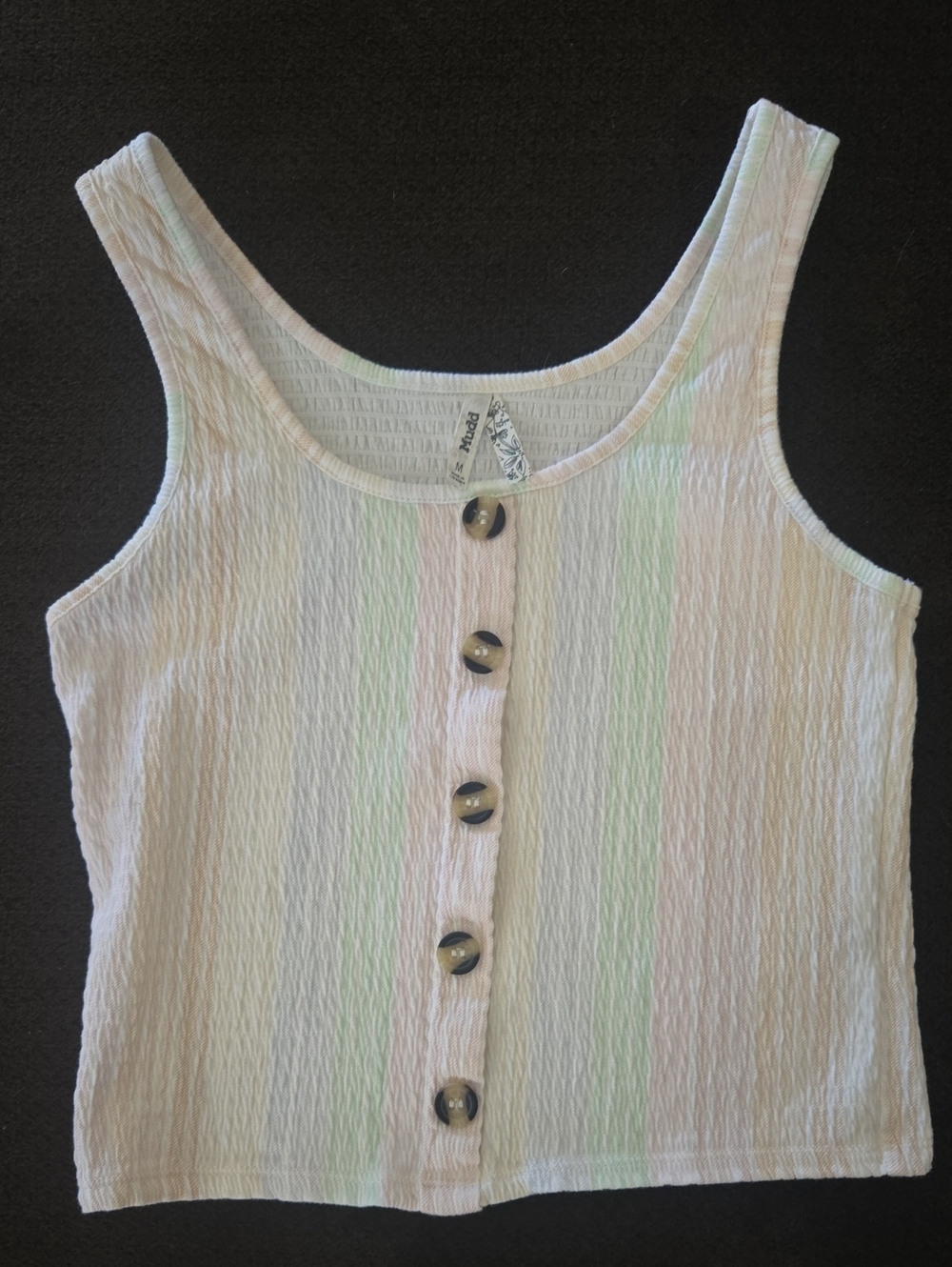 Mudd Pastel Stripe Button Front Tank Top - Pink & Mint